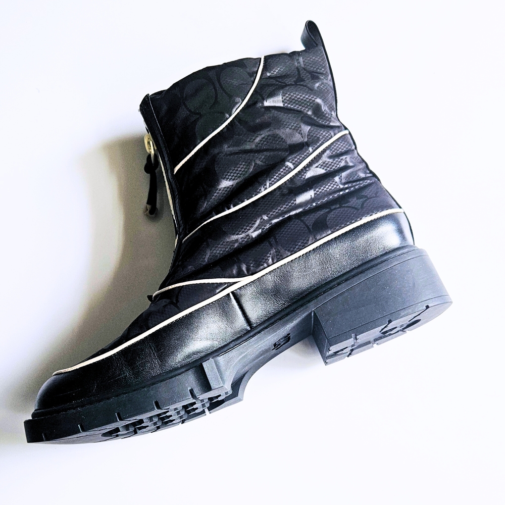 Coach Black Ankle Boots with White Accents w/ Coach Shoe Box